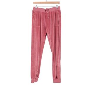 Emme Jordan Rose Pink Velour Joggers XL Velvet Lounge Sweatpants Pockets